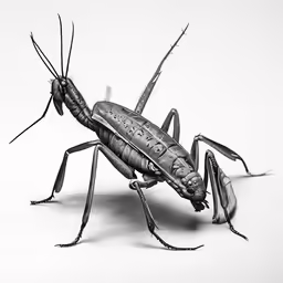 a mantiscuit insect is shown on a white background