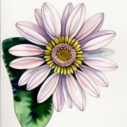 the watercolor of a flower has been edited with a brush,a painting of a flower with a purple center