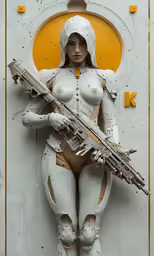 the white female character poses for the camera