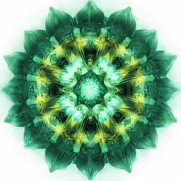 a green and yellow circular shape