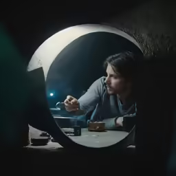 a man is sitting inside a tunnel smoking