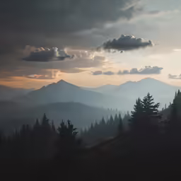 a picture taken from the summit of a hill with trees on top