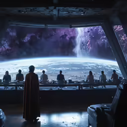 some people sitting at tables and watching stars