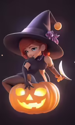 a little girl dressed as a witch holding a jack o lantern