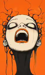 a creepy man is screaming with blood dripping down all over his head