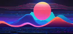 a colorful background is featured in the shape of a mountain,digital abstract landscape of two mountains in a landscape with neon colors