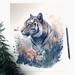 a tiger is standing in a forest with plants