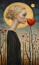 a painting of a girl in the background is an eclipse