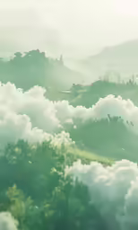 clouds hovers above a forested area with trees