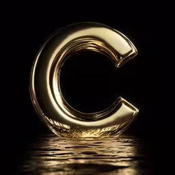 the letter c illuminated in the dark with a black background
