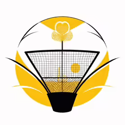 two tennis balls in a basket, one yellow with a white top