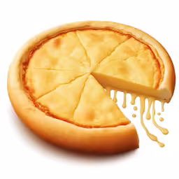 a sliced cheese pizza on a white background