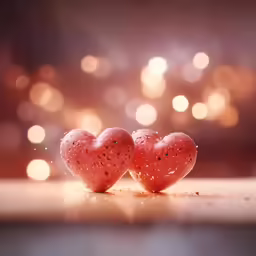 two hearts shaped together sit side by side