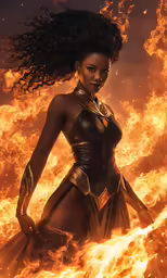 an image of an african woman in fire