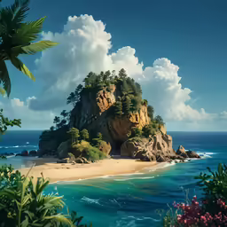 the beautiful view of an island with a beautiful sky