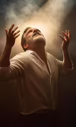 a man is standing in front of the spotlight