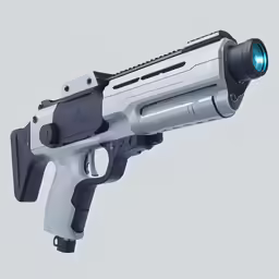 a gun with a blue light on it is shown
