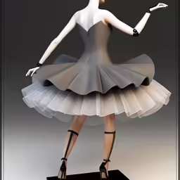 a plastic statue with a woman in a short dress