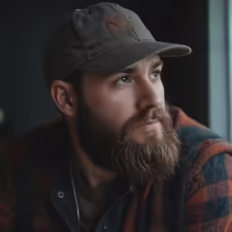 there is a bearded man in the window sill