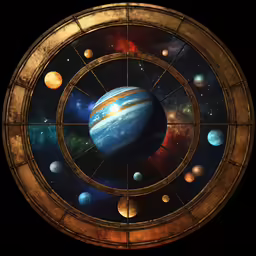 an astronomical map with a planet image as well