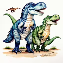 two dinosaurs are depicted on the same page