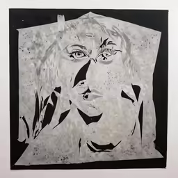 a drawing of a woman with glasses and hair