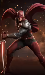 an artist rendering of a male superhero with a sword