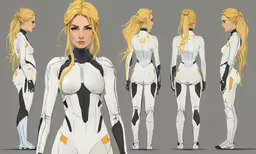 an animated character with yellow hair, is looking to the side