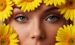 a woman that is holding a bunch of yellow flowers