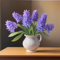 the painting has blue flowers in it