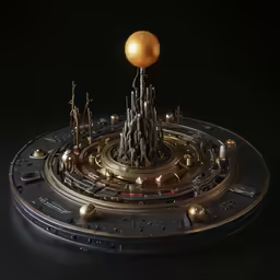 a table with a bunch of golden items on it
