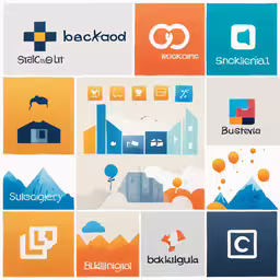 many different logos with a background that looks like it