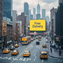 taxi cabs driving on an open road in new york city