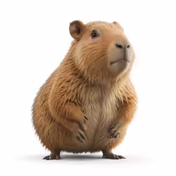 a big furry looking capybara standing on its hind legs