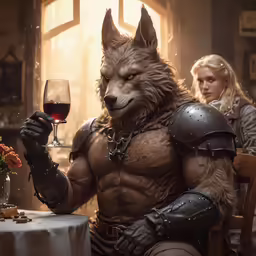 two people dressed in fantasy - themed costumes drink wine