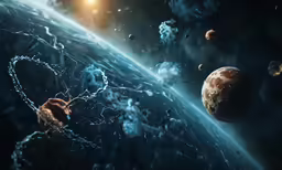 an illustration of space showing earth and its various exoplanes