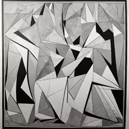 abstract black and white drawing with gray background