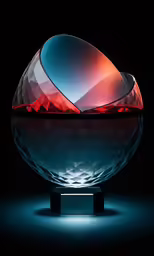 the light is reflected on a glass bowl