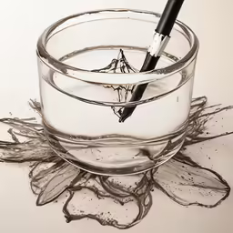 there is water with a pen inside of it