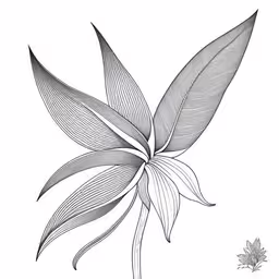 an ink drawing of leaves on white paper,an ink drawing on paper, a flower