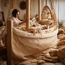 the person is putting together a string to build something in their home