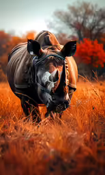 there is a horse that is looking at the camera