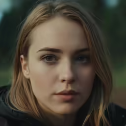 a close up shot of a girl with brown eyes