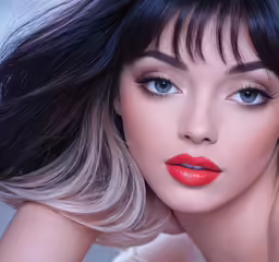 the young woman is posing with her hair in waves