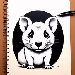 a notebook with a drawing of a cute rat