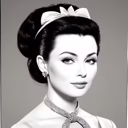 a woman wearing a bow is posing for a photo