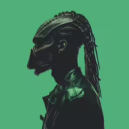the artist wearing black with dreadlocks and a hat,a man with a braid on top of his head