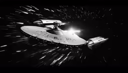 a space shuttle flies through the air with a bunch of stars in the background