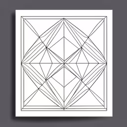 geometric abstract print in black on white paper,an abstract geometric artwork on a wall