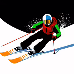 the skier is skiing down the hill wearing winter gear